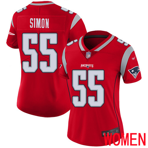 New England Patriots Football #55 Inverted Legend Limited Red Women John Simon NFL Jersey